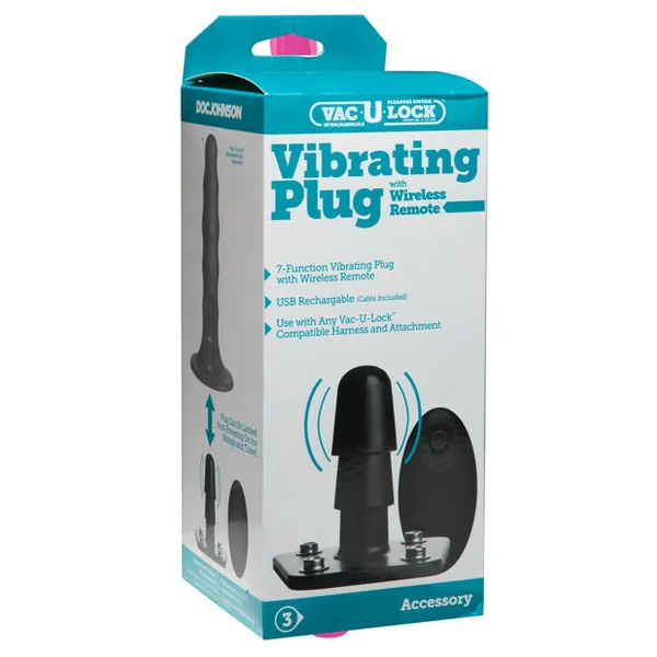 Vac-u-lock Vibrating Remote Plug W-snaps - Black