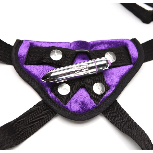 VELVET VIBRATING HARNESS PURPLE