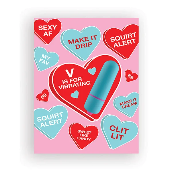 Vibe Hearts Naughty Greeting Card w/Rock Candy Vibrator & Fresh Vibes Towelettes