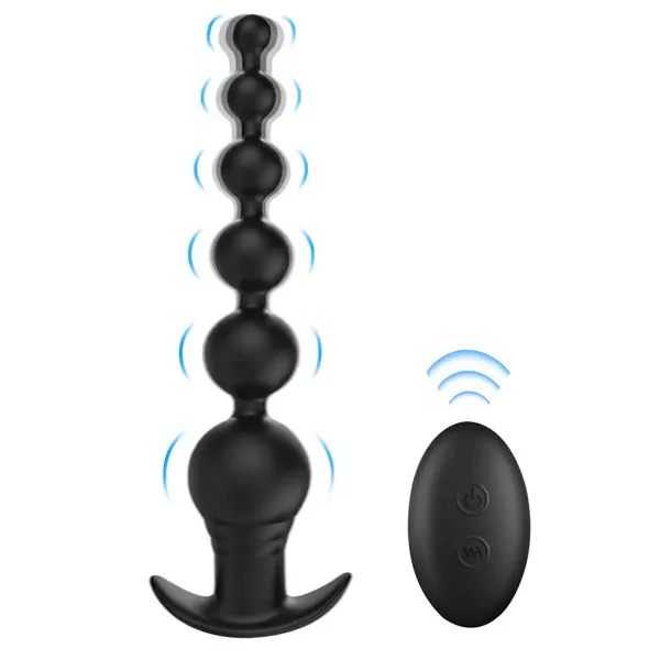 Vibrating Anal Beads Butt Plug Graduated Design Silicone Anal Vibrator