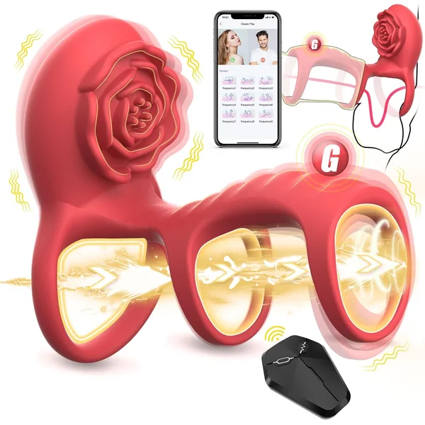 Vibrating penis ring rose adult sex toys