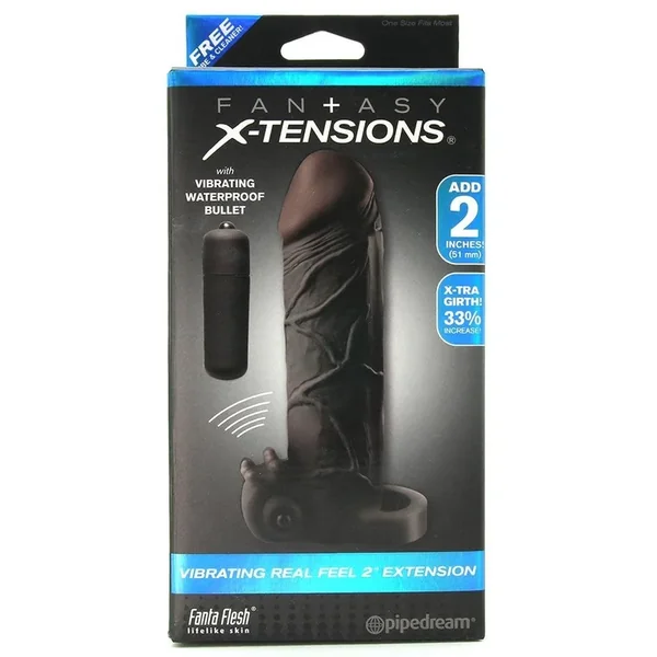 Vibrating Real Feel Fanta Flesh 2 inch Extension in Black