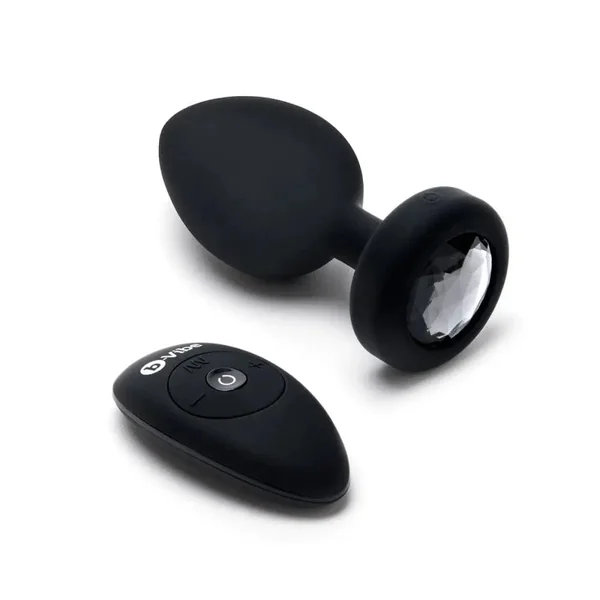 Vibrating Remote Black Jewel Plug 2XL