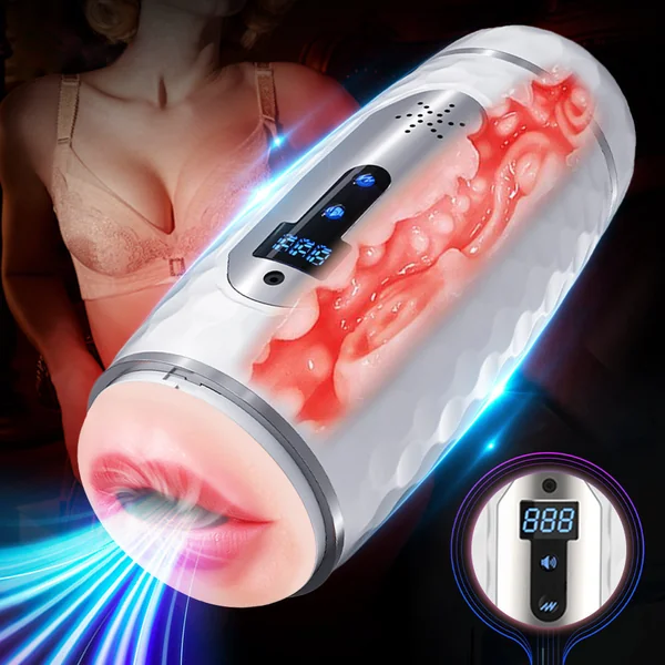 Vibrating Sucking Male Masturbators Double Head Smart Warming Artificial Vagina Sex Toys