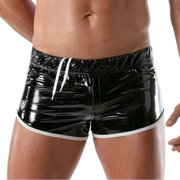 Vinyl Fetish Shorts Black/White – Size S