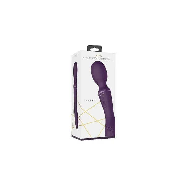 VIVE ENORA Rechargeable Dual-Ended Silicone Pulse-Wave G-Spot & Wand Vibrator, Purple