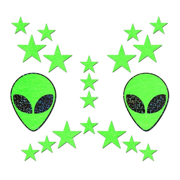 (WD) PASTEASE SET NEON ALIEN G IN THE DARK W/ GLOW STARS