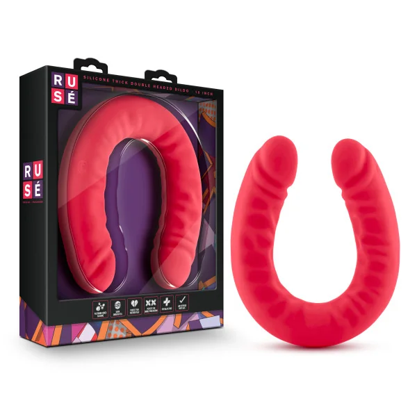 (WD) RUSE 18 SILICONE DOUBLE HEADED DILDO CERISE “