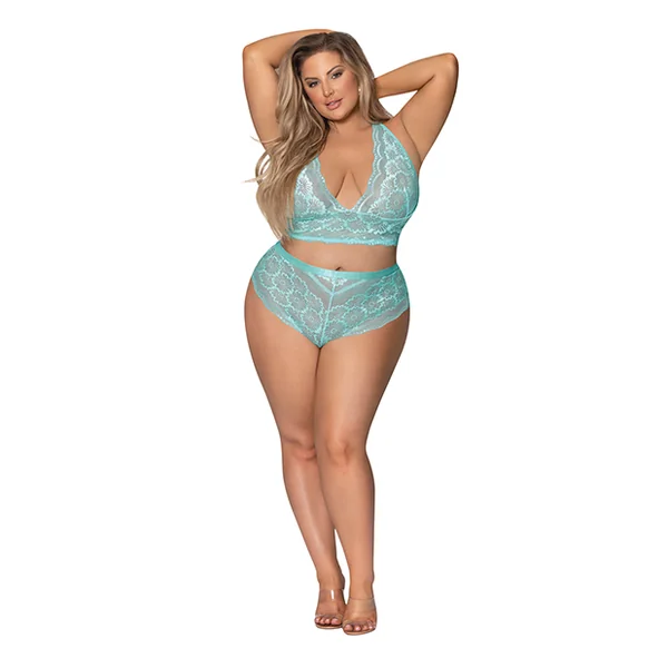 (WD)SEABREEZE STRAPPY BACK CAM SHORT SET TURQUOISE 2XL