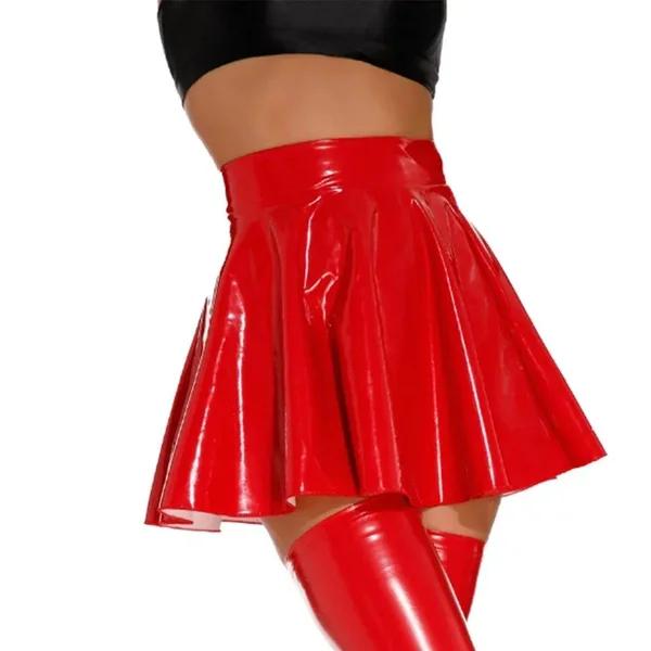Wet Look PVC Pleated Mini Skirt | Sexy Clubwear