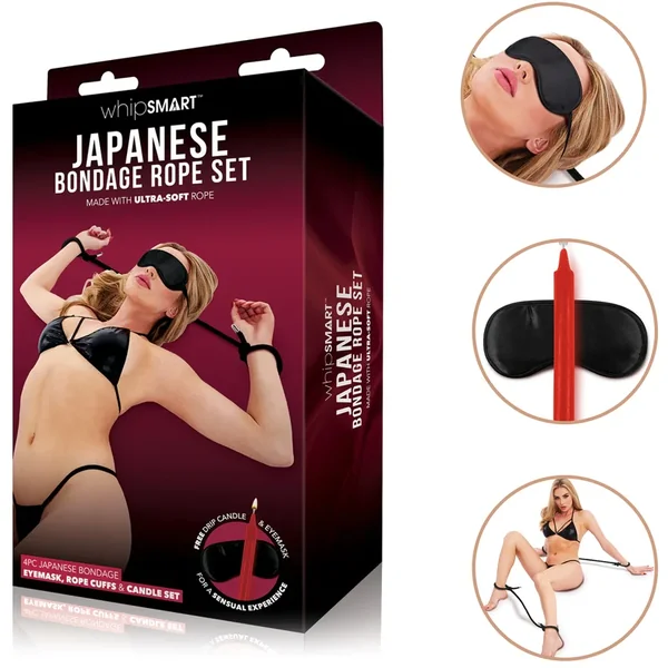 Whipsmart Bondage Gear BDSM Sex Restraints Japanese Rope Set Candle 4pc