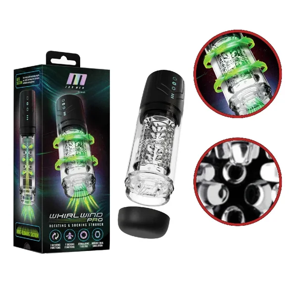 Whirlwind Pro Rechargeable Rotating & Sucking Penis Masturbator – BLACK