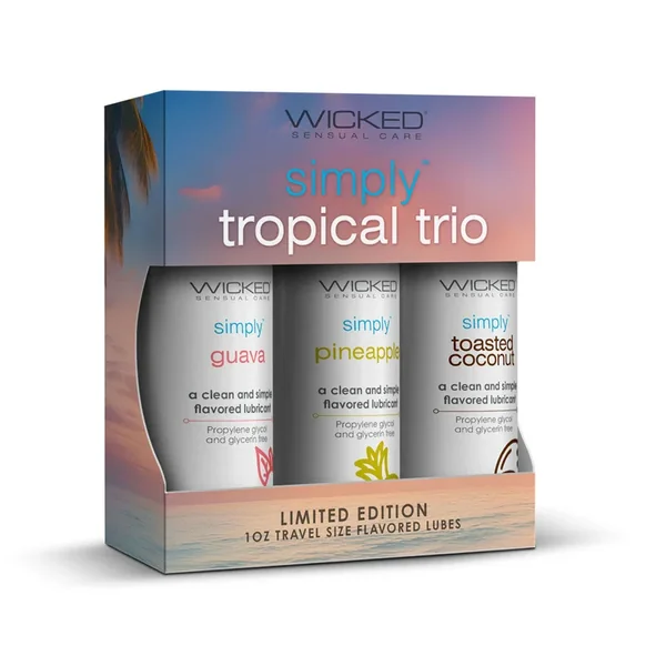 Wicked Simply Tropical Trio – Flavoured Water Based Lubricants – Set of 3 x 30 ml Bottles