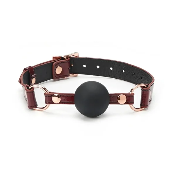 Wine Red Collection Leather & Silicone Ball Gag