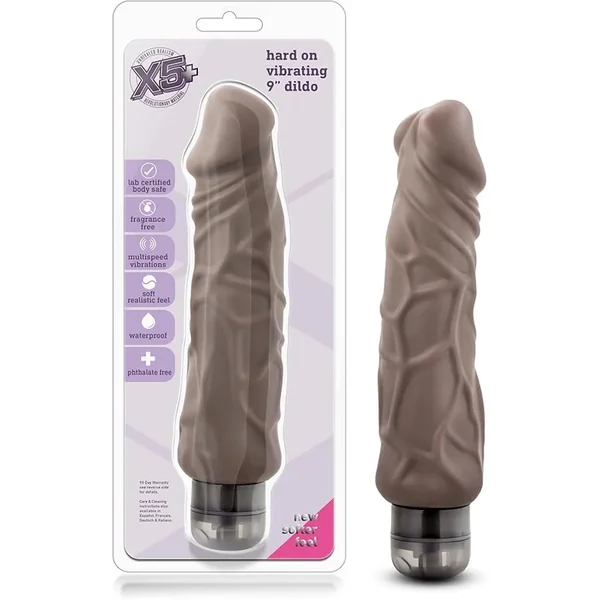 X5 Realistic Hard On 9 inches Vibrating Dildo – Brown