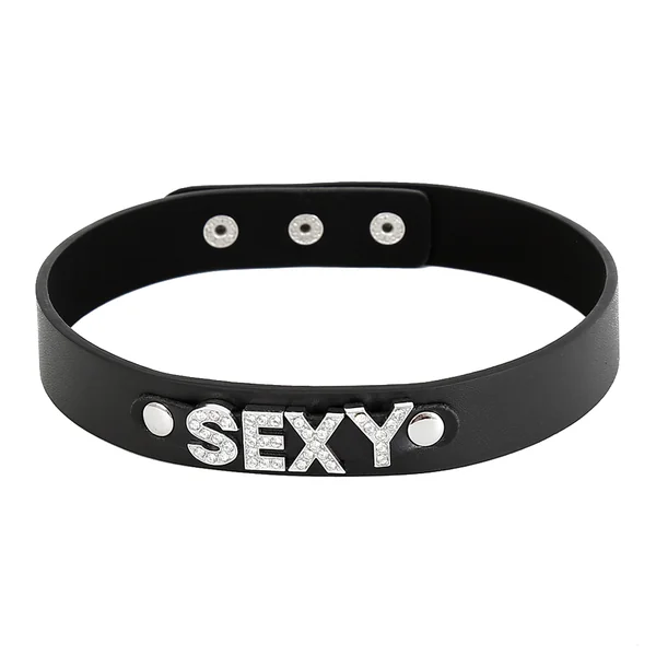 Yiwu Diamante Sexy Faux Leather Choker