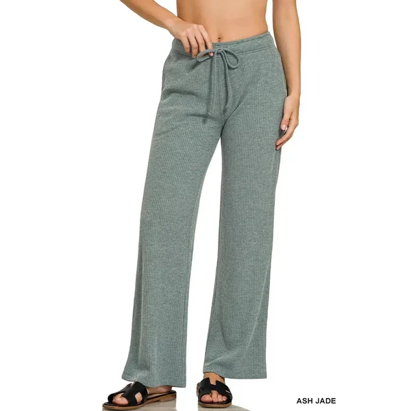 Zenana Ribbed Drawstring Lounge Pants