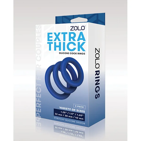 Zolo Extra Thick Silicone Cock Rings - Blue Pack Of 3