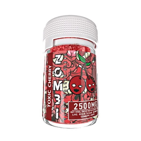 Zombi 2500MG 20Ct Gummies HDXY 11, THC-P,THC-H, D8 Toxic Cherry