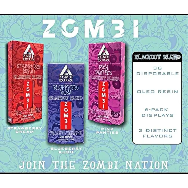 Zombi Extrax 3g Disposable Blackout Blend Strawberry Dream